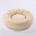 Chien rond chaud en peluche fausse lit de chat